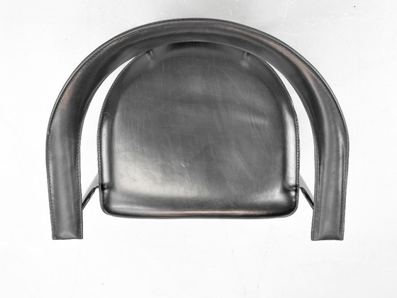 P40 Chrom und Leder Stühle von Vegni & Gualtierogotti für Fasem, 1980er, 4er Set – Esszimmerstühle, Leather (photo 8 of 17)