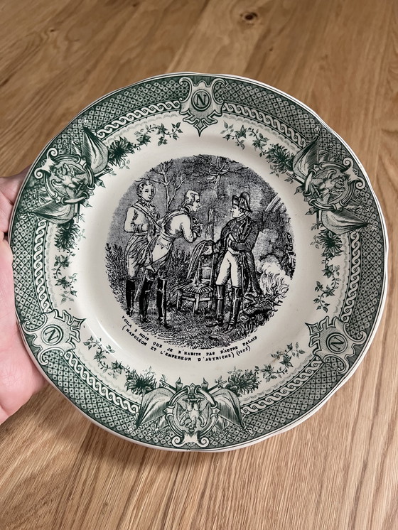 Image 1 of Frans Sarreguemines Transferschiff traf sich mit einem Bild von Napoleon und dem König von Ostenrijk. 