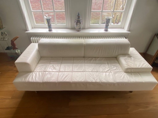 Sofá de diseño, piel blanca "Poltrona", diseño italiano