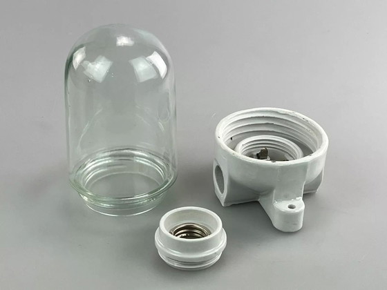 Image 1 of 50s 60s lamp wandlamp kelderlamp keramiek glas Bauhaus design