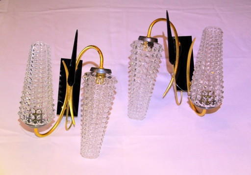 Paire de d'appliques en laiton, Maison Arlus, France Circa 1950 