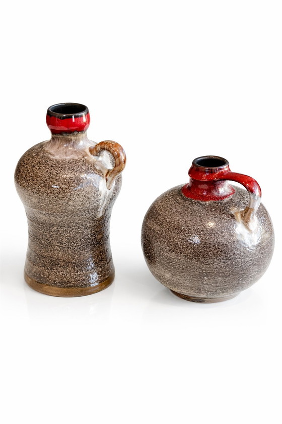 Image 1 of Vintage Strehla Keramik vase set – Mid-Century Modern & Brutalist – ca. 1970