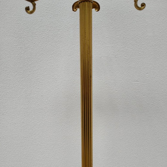 Image 1 of Vintage Brass Rococo Standing Coat Rack Hollywood Regency Hall Tree