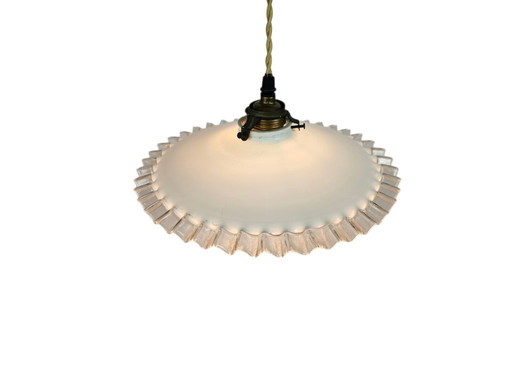 Suspension - Opaline - Laiton - France - Deuxième quart du XXe siècle