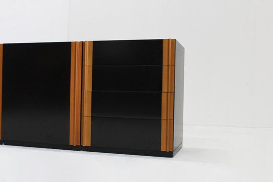 Image 1 of Buffet italien vintage, bois et marbre, années 1970