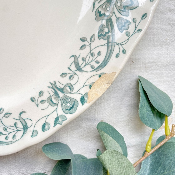 Antique Oval Ironstone Platter "Figuig" – Longchamp 19th Century – French Vintage Dinnerware – Crockery (photo 4 of 7)