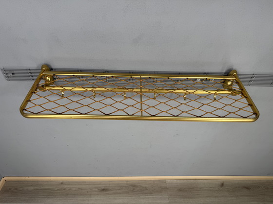 Image 1 of Vintage metalen wandkapstok met touw