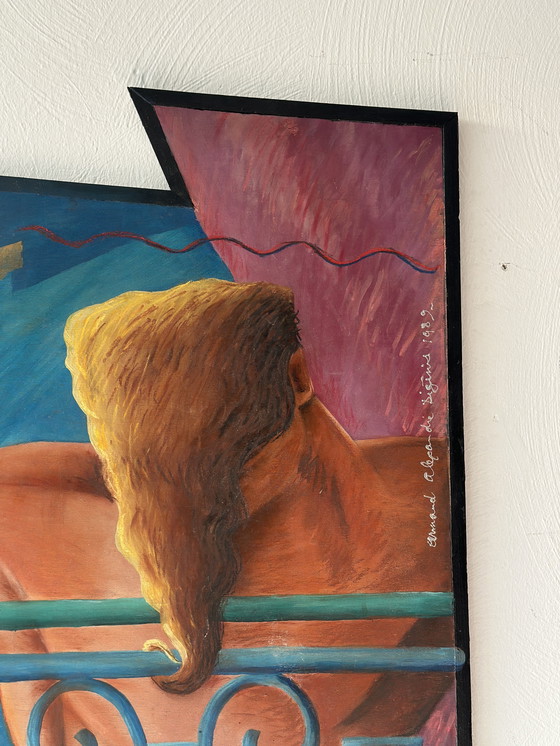 Image 1 of Vintage Postmodern Artwork Diptych Painting