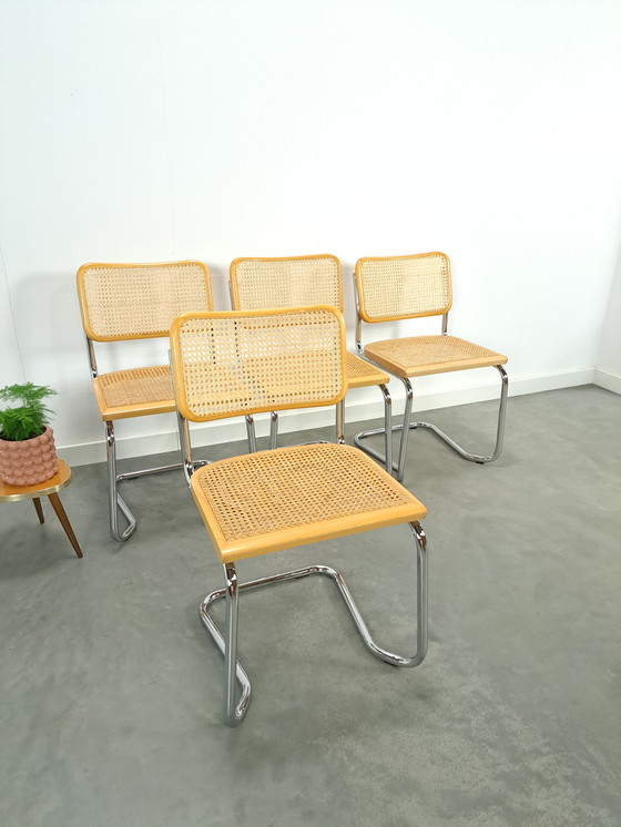 Image 1 of Italian Webbing Set Chairs With Chrome Tube Frame Vintage Chair