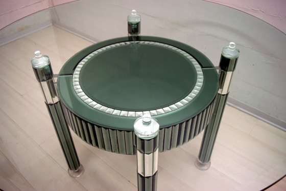 Image 1 of Zelino Poccioni Italian Modern Round Dining Table Mirrored Crystal for Mp2