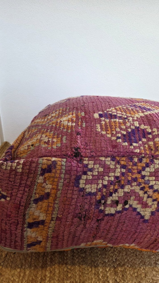 Image 1 of Moroccan pouf, purple floor cushion