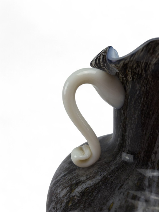 Image 1 of Murano handle vase glass flower vase vintage 60s 70s