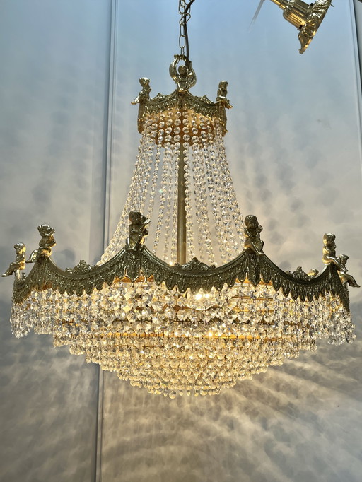 XL großer Puttenengel Kristall SWAROVSKI Kronleuchter