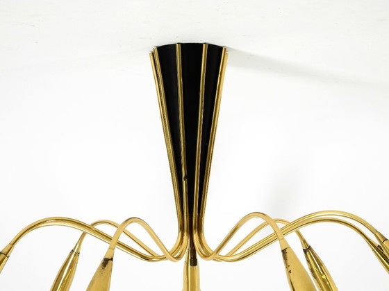 Beautiful Large 9-Arm Mid-Century Modern Brass Sputnik Ceiling Lamp – Chandeliers (photo 11 of 19)