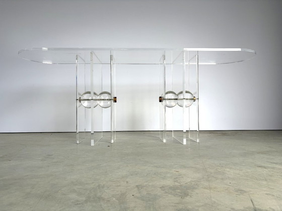 Messing en Lucite Console, jaren 70 – Plexiglass, Brass (photo 9 of 12)