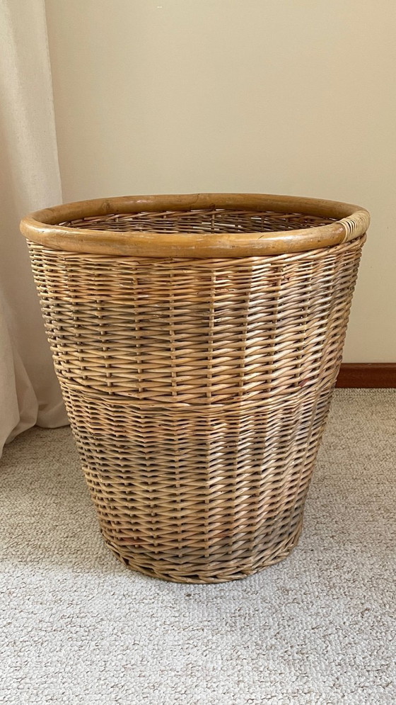 Grande cesto vintage in vimini e legno – Oggetti decorativi, Rattan (photo 13 of 15)