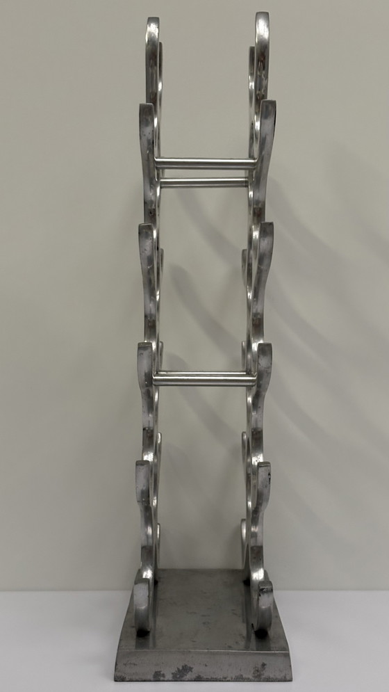 Image 1 of Casier à vin en aluminium argenté, design Michael Noll, pour 15 bouteilles de vin