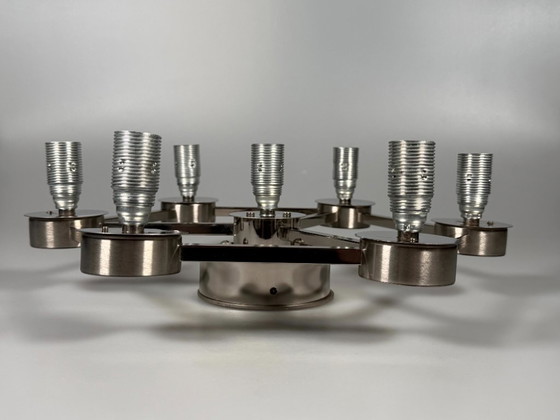 Image 1 of 1960s/70s ceiling or wall lamp, German style, ice glass, space age design