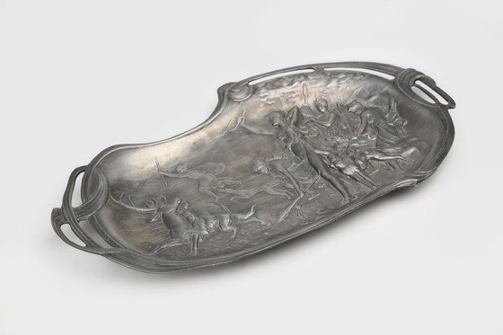 Image 1 of Piatto decorativo in stile Art Nouveau francese in latta, 1910