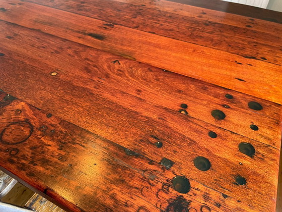 Image 1 of Rare Australian Jarrah Railway Sleeper Dining/Boardroom Table – Reclaimed Solid Hardwood – 2.2m