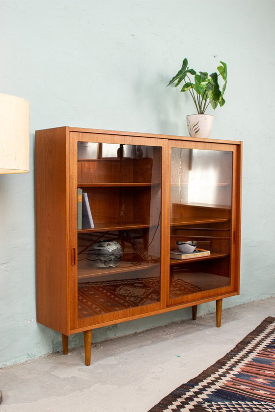 Image 1 of Vintage teakhouten vitrinekast, dressoir, ladekast, Hundevad Deens