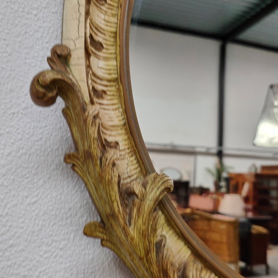 Image 1 of Miroir rond vintage baroque, brocante, rococo, miroir de cheminée