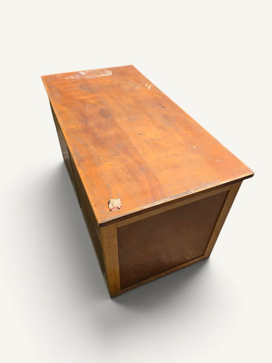 Antieke eikenhouten werkplaatskast met acht laden – Ladekasten, Metal, Wood (photo 5 of 5)