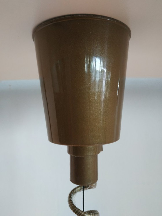 Image 1 of Vintage Adjustable Hexagon Massive Glass Ceiling Lamp (Brushed Brass)