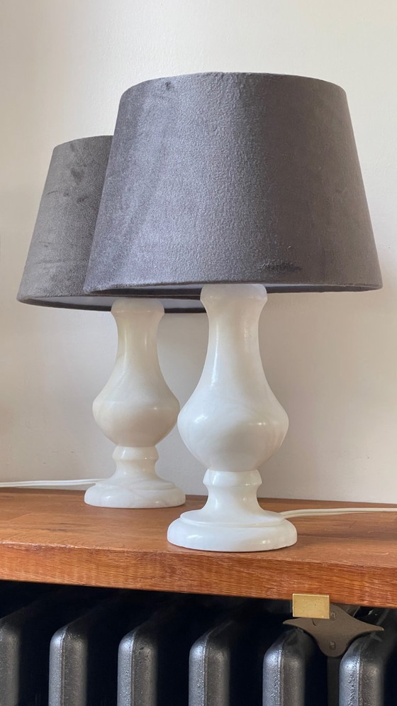 Image 1 of Een paar vintage albasten lampen