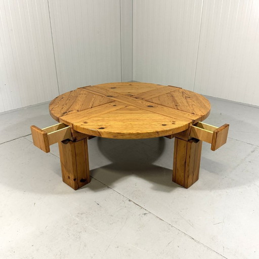 Table basse en pin avec tiroirs, Karl Andersson & Söner, Suède, années 1970