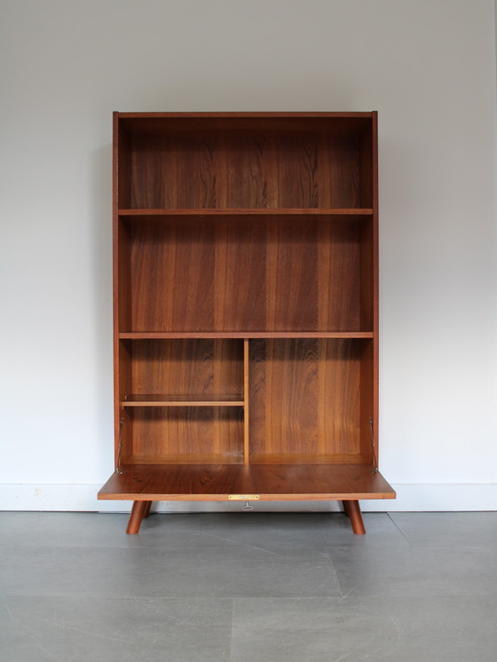 Vintage Deense Boekenkast Met Klep In Teak – Boekenkasten, Wood (photo 4 of 9)