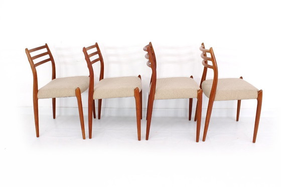 Image 1 of als nieuw, Set van 4 Niels O. Møller by J.L. Møllers, Model 78 Vintage Teak Deense Eetkamerstoelen, nieuwe bekleding, RP. 5160,-