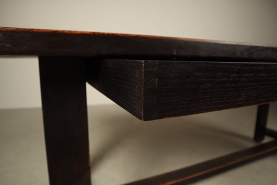 Table de salle à manger en chêne teinté foncé de Jean Batenburg pour MI, Belgique, vers 1969 (photo 9 of 15)
