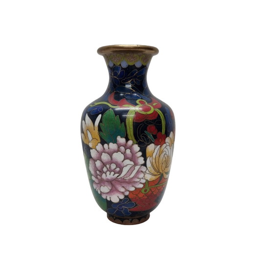 Image 1 of Cobalt Blue Cloisonné Vase
