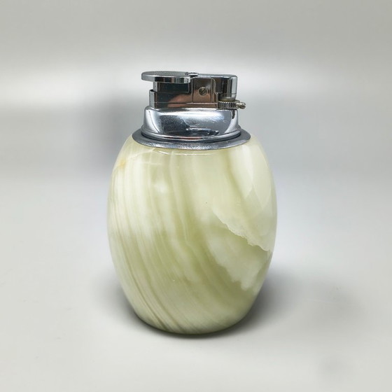 1960s Mid-Century Modern Italian Onyx Smoking Set With Table Lighter & Ashtray – Decorative Objects, Stone (photo 4 of 9)
