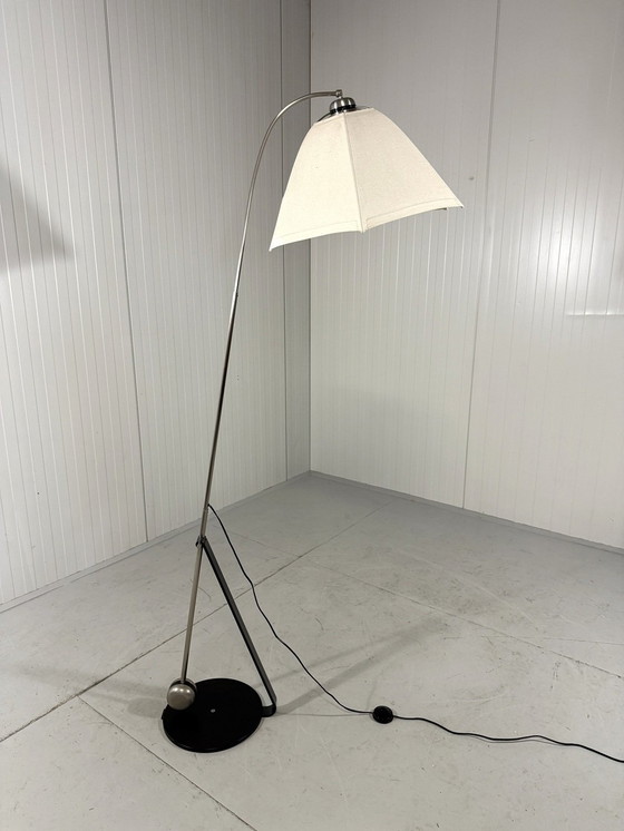 Image 1 of Fishing Rod Floor Lamp with Umbrella Lampshade 1970-80's