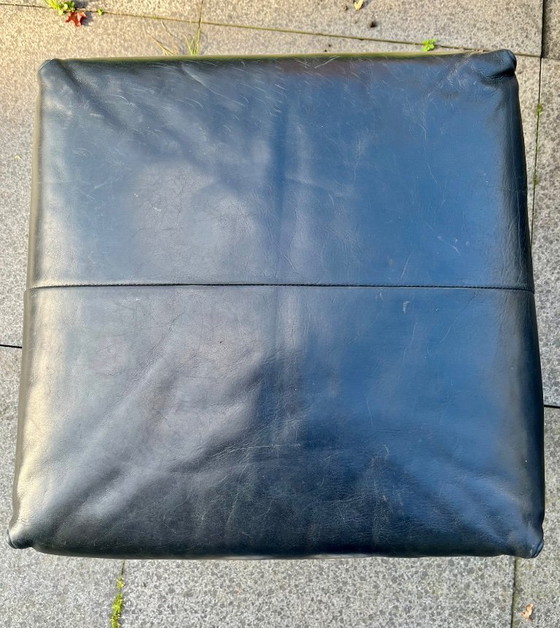 Image 1 of Montis: black leather footstool Charlie - Gerard van den Berg