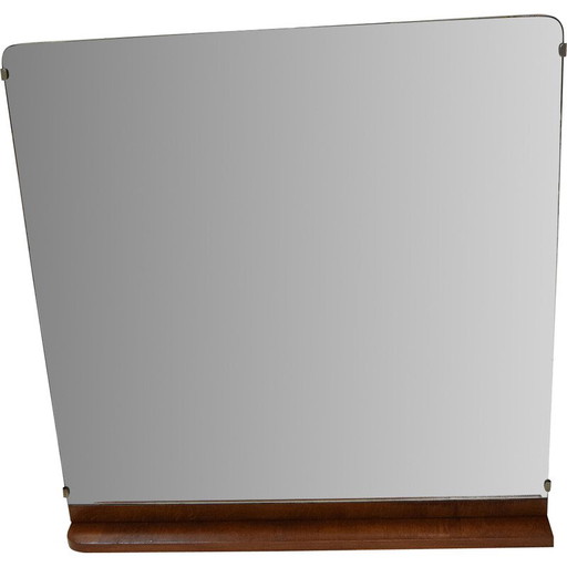 Vintage Art Deco mirror with wooden frame, Czechoslovakia 1930s