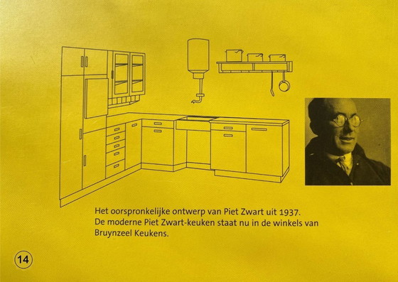 Image 1 of Meuble de cuisine original de Piet Zwart (Bruynzeel, années 1950) - restauré avec un caractère vintage