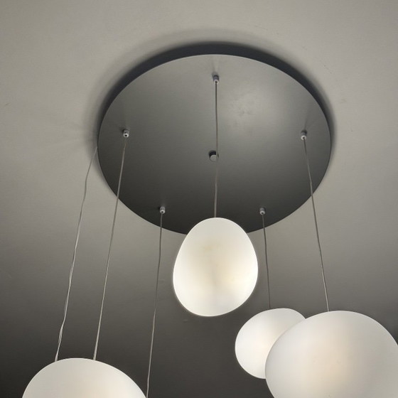 Lustre moderne à 5 suspensions, en méthacrylate blanc, motif cascade de galets – Metal, Plastic (photo 2 of 6)