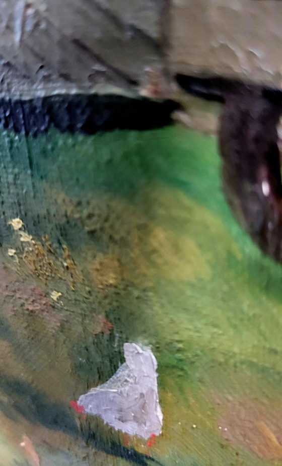 Image 1 of Antique painting - A farmhouse in Soest with chickens running loose by H.Koekoek