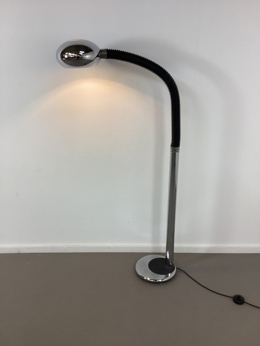 Vintage Herda gooseneck chrome floor lamp