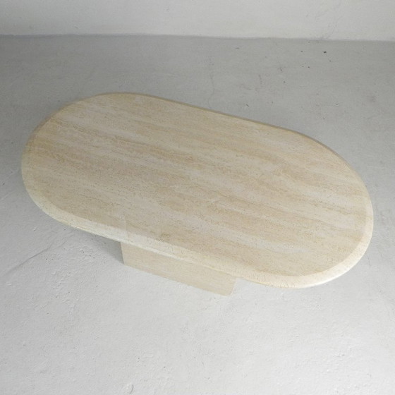Image 1 of Mid-Century travertine coffee table with oval top, 1970s