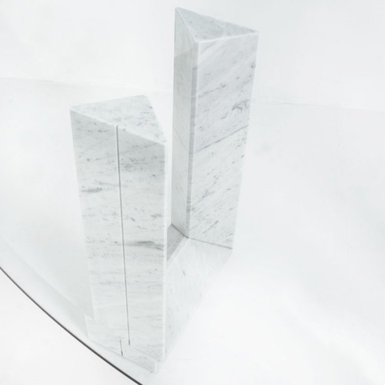 Tisch aus Carrara-Marmor und Glas. Modell „Diapason“ von Cattelan Italia. 90er Jahre. – Esstische, Marble (photo 13 of 15)