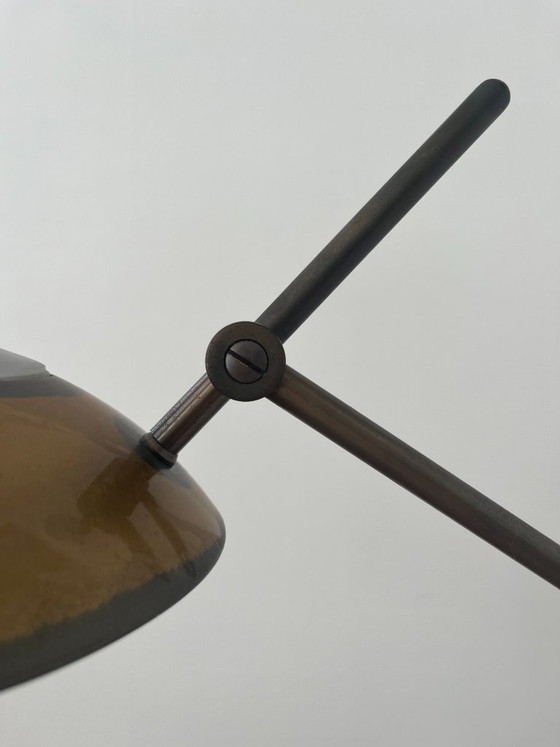 Image 1 of Lampada da terra vintage Relco Milano anni '80 – Legno di radica e bronzo – Design postmoderno italiano