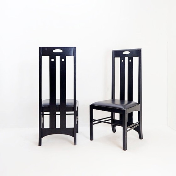 Image 1 of Paar "Ingram"-Hochlehner-Stühle von Charles Rennie Mackintosh für Cassina, 1980er Jahre