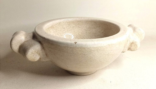 Cuenco Art Déco de Paul Bonifas, firmado y numerado. Ancho 24 cm.