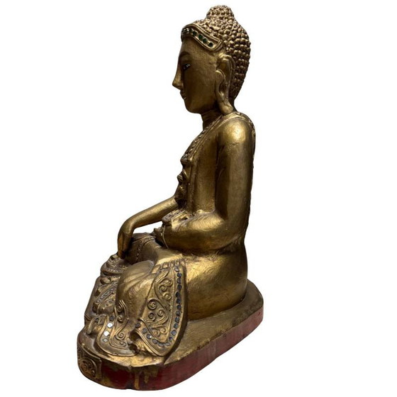 Buda Mandalay de madera dorada antiguo - Birmania - 35 cm - 2.6 kg – Esculturas, Wood (photo 7 of 10)