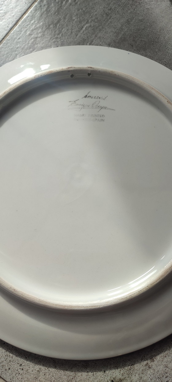 Image 1 of Große Wandplatte aus Majolika, signiert von Enrique Crespo, Artesania, 1970er Jahre