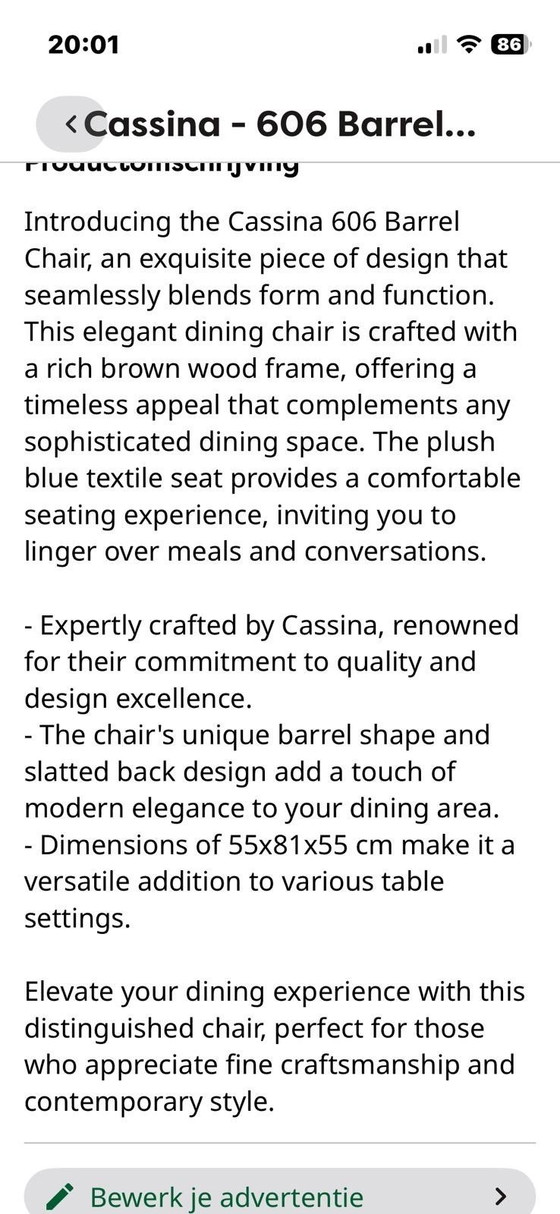 Image 1 of Sedia a botte 606 di Frank Lloyd Wright